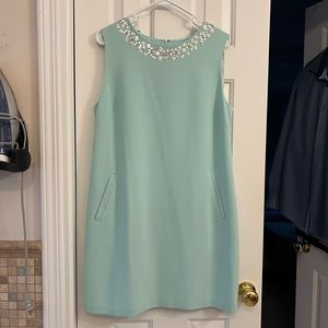 Turquoise classic A line dress.